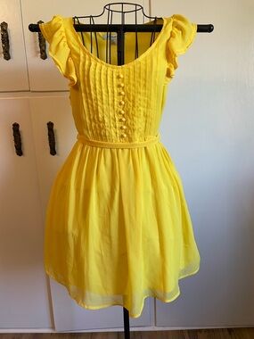 Yellow Ruffle Sleeve Sun Dress